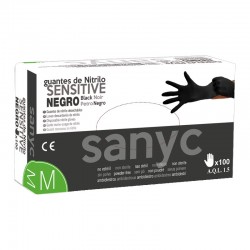 Guante nitrilo sin polvo negro sensitive. Cj 100u