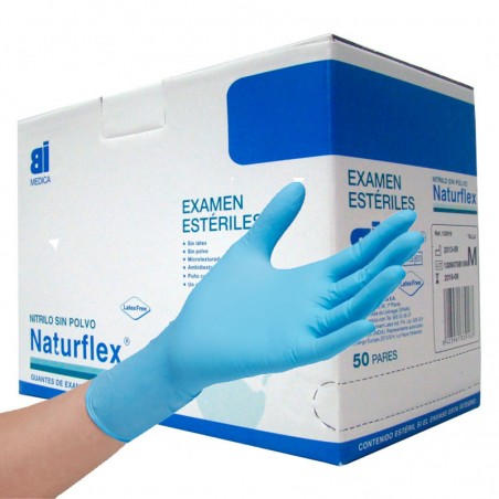 Guantes Nitrilo Protexion Para Examen Azul Talla S x 100 und